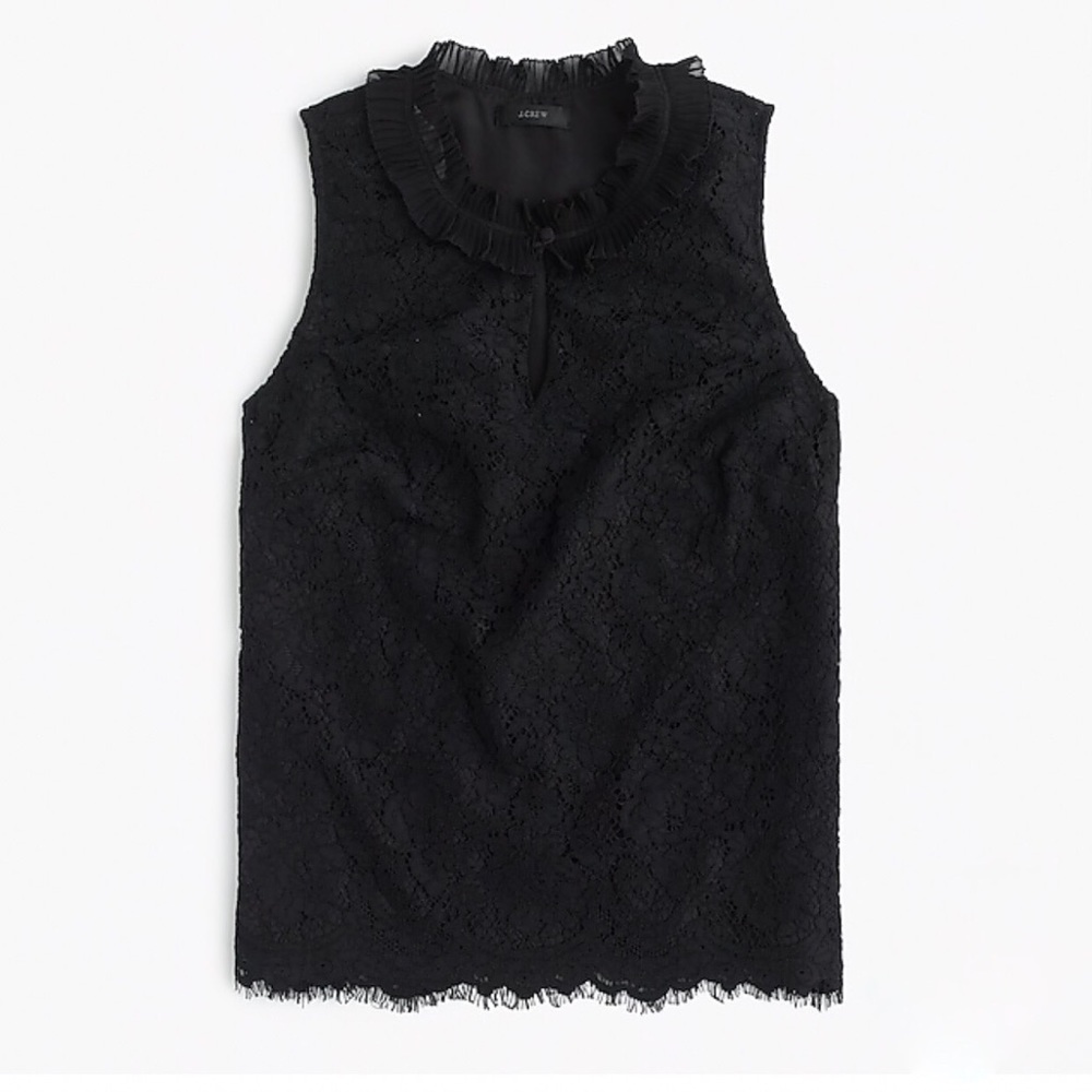 | J. Crew | Lace Ruffle Neck Top - Picture 2 of 2